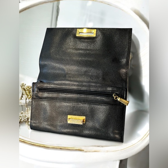 Black pebbled leather Donna Karan clutch/wallet - Picture 6 of 12